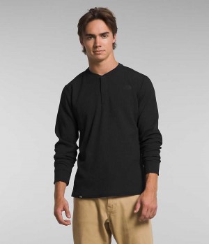 Black Men's The North Face Canyon Fog Thermal Long Sleeve Henley T-Shirt | DUBLIN EICS