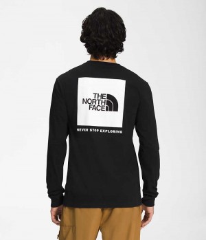 Black Men's The North Face Long Sleeve Box NSE T-Shirt | IRELAND RNVS