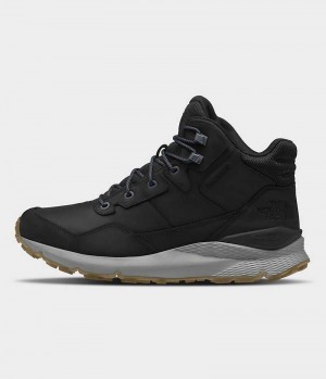 Black Men's The North Face Vals II Mid Leather Waterproof Winter Boots | IRELAND DAVL