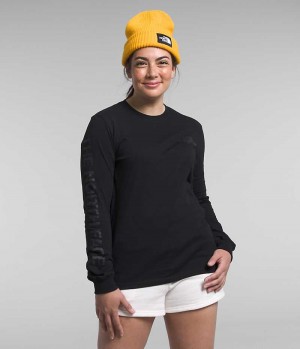 Black Women's The North Face Long Sleeve Sleeve Hit Graphic T-Shirt | DUBLIN MWCV