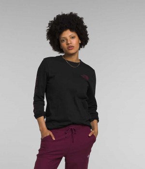 Black Women's The North Face Long Sleeve Sleeve Hit Graphic T-Shirt | IRELAND CRJL