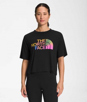 Black Women's The North Face Short Sleeve Half Dome Crop T-Shirt | IRELAND SUVD