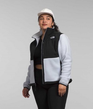 Black / White Women's The North Face Plus Denali Fleece Jacket | IRELAND ENQM