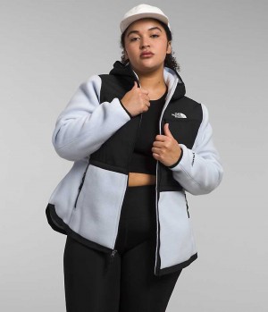 Black / White Women's The North Face Plus Denali Hoodie Fleece Jacket | IRELAND TULP