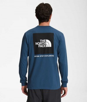 Blue Men's The North Face Long Sleeve Box NSE T-Shirt | DUBLIN MDET