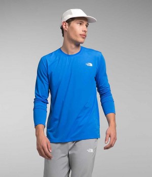 Blue Men's The North Face Wander Long Sleeve T-Shirt | DUBLIN ARJG