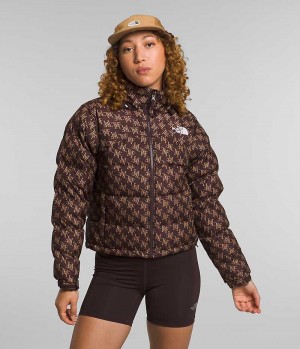 Brown Women's The North Face 2000 Retro Nuptse Puffer Jacket | DUBLIN UACV