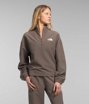 Brown Women's The North Face Tekware™ Grid 1/4 Zip Sweatshirt | DUBLIN MZQK