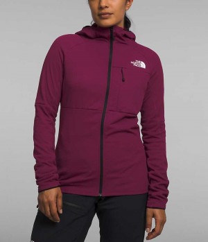 Burgundy Women's The North Face Summit Series FUTUREFLEECE™ Full-Zip Hoodie Fleece Jacket | DUBLIN LEWZ