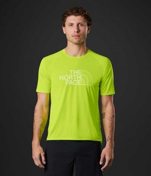 Green Men's The North Face Summit Series High Trail Run Short Sleeve T-Shirt | DUBLIN QISL