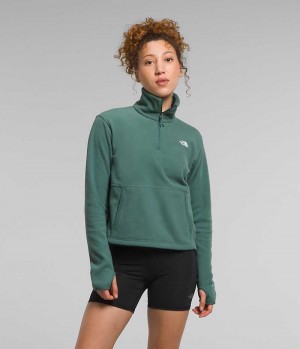 Green Women's The North Face Alpine Polartec® 100 ¼-Zip Cowl Sweatshirt | IRELAND MXNB