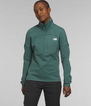 Green Women's The North Face Canyonlands High Altitude ½-Zip Sweatshirt | IRELAND DMHJ