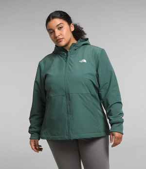 Green Women's The North Face Plus Shelbe Raschel Hoodie Softshell Jacket | IRELAND LAGW