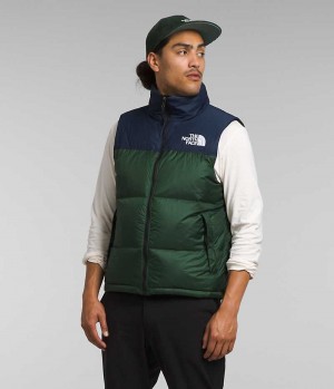 Green / Navy Men's The North Face 1996 Retro Nuptse Down Vest | IRELAND XMNP