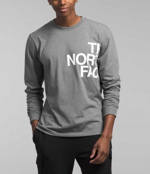 Grey Men's The North Face Long Sleeve Brand Proud T-Shirt | IRELAND FVIP