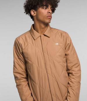 Khaki Men's The North Face Afterburner Flannel Insulated Jacket | IRELAND DVQG