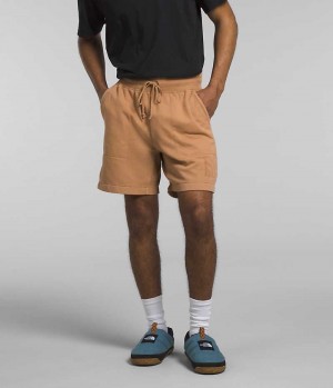 Khaki Men's The North Face Garment Dye Fleece Shorts | DUBLIN ADRT