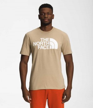 Khaki Men's The North Face Short Sleeve Half Dome T-Shirt | DUBLIN DQTI