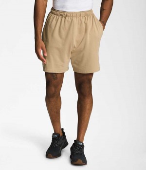 Khaki Men's The North Face Simple Logo Fleece Shorts | DUBLIN QYUO