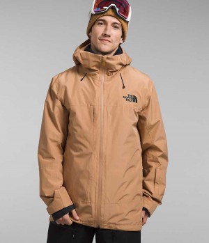 Khaki Men's The North Face ThermoBall™ Eco Snow Triclimate® Hooded Jacket | IRELAND LGUC