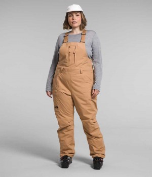 Khaki Women's The North Face Plus Freedom Bib Pants | DUBLIN LOHF