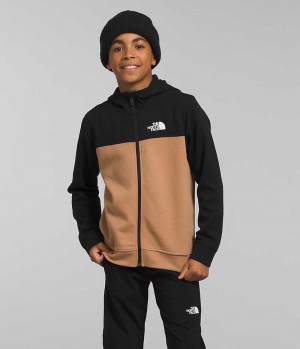 Khaki / Black Boys' The North Face TNF™ Tech Full-Zip Hoodie Fleece Jacket | IRELAND QCJD