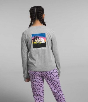 Light Grey Girls'' The North Face Long Sleeve Graphic T-Shirt | DUBLIN TZBI