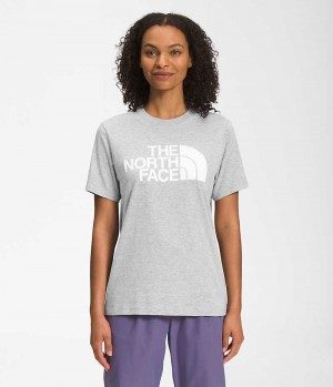 Light Grey Women's The North Face Short Sleeve Half Dome T-Shirt | IRELAND LJUT