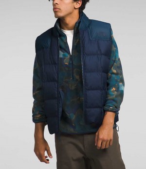 Navy Men's The North Face Lhotse Reversible Down Vest | DUBLIN GPNU