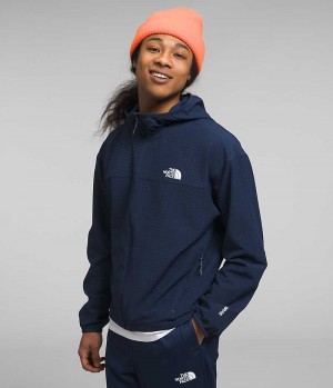 Navy Men's The North Face Tekware™ Grid Hoodie Fleece Jacket | DUBLIN WHNZ