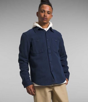 Navy Men's The North Face Valley Twill Flannel Shirt | IRELAND ZRVG