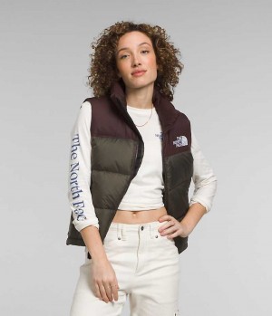 Olive / Black Women's The North Face 1996 Retro Nuptse Down Vest | IRELAND HSWI