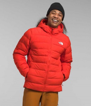 Red Men's The North Face Aconcagua 3 Hoodie Puffer Jacket | IRELAND WTYK