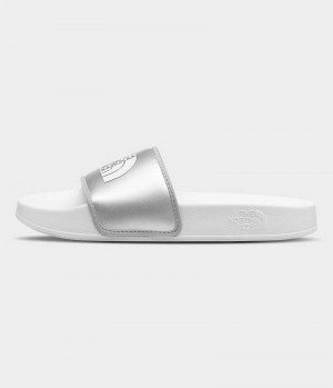 Silver / White Women's The North Face Base Camp III Metallic Slides | IRELAND VSAF