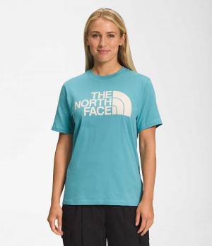 Turquoise Women's The North Face Short Sleeve Half Dome T-Shirt | DUBLIN QXCA