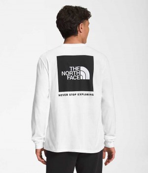 White Men's The North Face Long Sleeve Box NSE T-Shirt | IRELAND IMDH