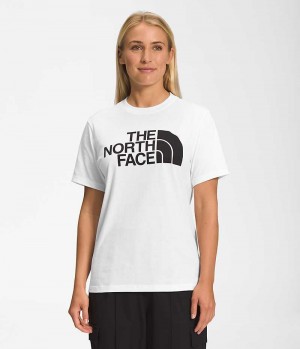 White Women's The North Face Short Sleeve Half Dome T-Shirt | IRELAND TIDC