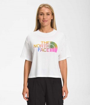 White Women's The North Face Short Sleeve Half Dome Crop T-Shirt | DUBLIN LUGF