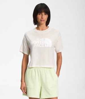 White Women's The North Face Short Sleeve Half Dome Crop T-Shirt | IRELAND QALX