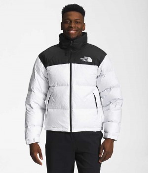 White / Black Men's The North Face 1996 Retro Nuptse Puffer Jacket | DUBLIN AGXZ