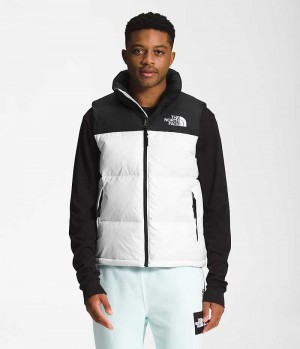 White / Black Men's The North Face 1996 Retro Nuptse Down Vest | DUBLIN MYOR