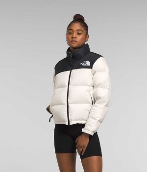 White / Black Women's The North Face 1996 Retro Nuptse Puffer Jacket | IRELAND XLHO