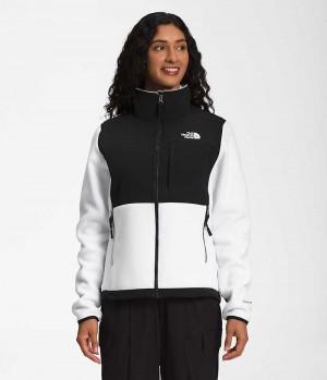 White / Black Women's The North Face Denali Fleece Jacket | DUBLIN LNBP