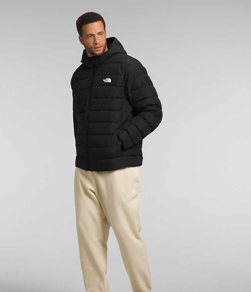 Black Men's The North Face Big Aconcagua 3 Hoodie Puffer Jacket | IRELAND WAYN