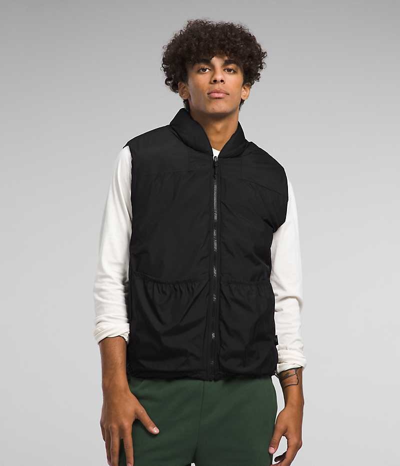 Black Men's The North Face Lhotse Reversible Down Vest | IRELAND WQKG