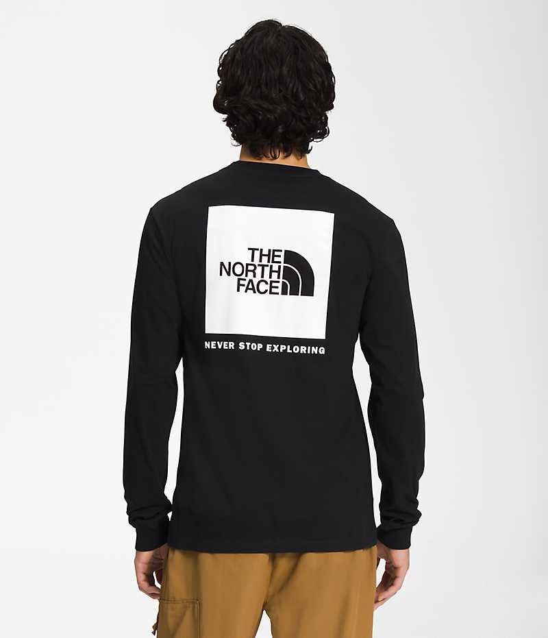 Black Men\'s The North Face Long Sleeve Box NSE T-Shirt | IRELAND RNVS