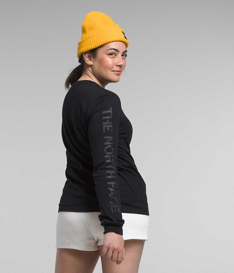 Black Women's The North Face Long Sleeve Sleeve Hit Graphic T-Shirt | DUBLIN MWCV