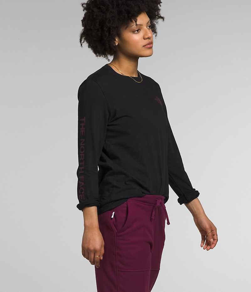 Black Women's The North Face Long Sleeve Sleeve Hit Graphic T-Shirt | IRELAND CRJL