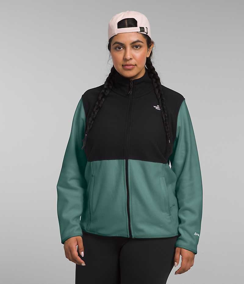 Black / Green Women\'s The North Face Plus Alpine Polartec® 100 Fleece Jacket | IRELAND WNVD