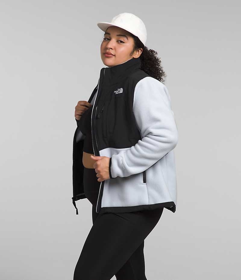 Black / White Women's The North Face Plus Denali Fleece Jacket | IRELAND ENQM